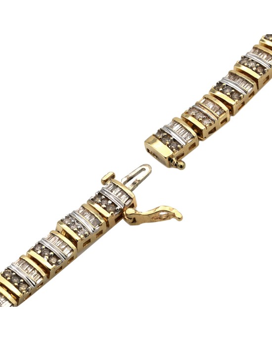 Diamond Inline Bracelet in White and Yellow Gold